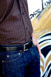 Falcon Inlay Black Leather Belt