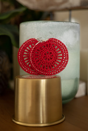 Crochet Manadala Hoop Earring (snap lock - Large)