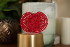 Crochet Manadala Hoop Earring (snap lock - Large)