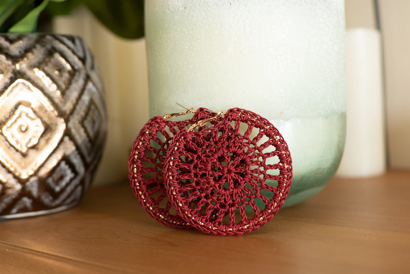 Crochet Manadala Hoop Earring (snap lock - Large)