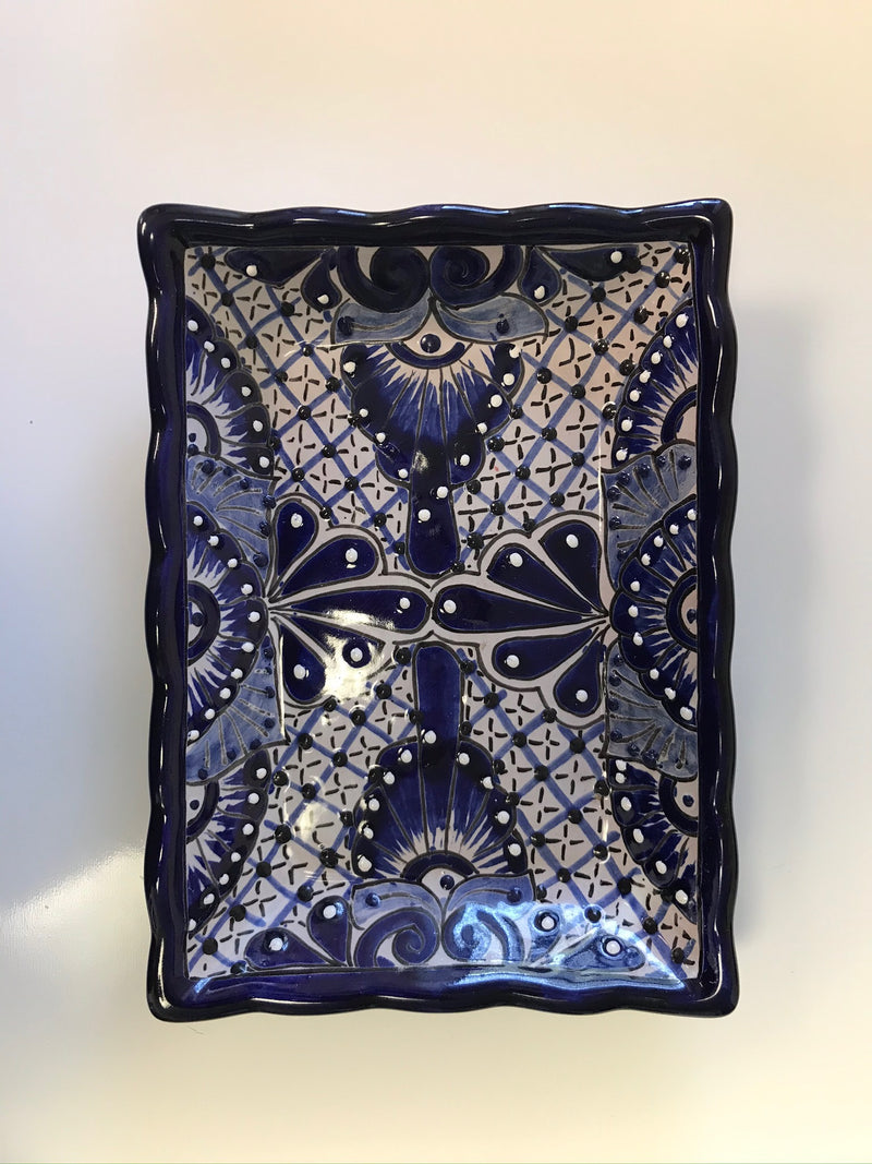 Talavera Poblana Rectangular Platter (Blue Delft)