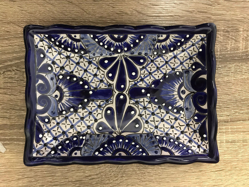 Talavera Poblana Rectangular Platter (Blue Delft)