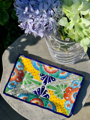 Talavera Poblana Rectangular Platter (Blue)
