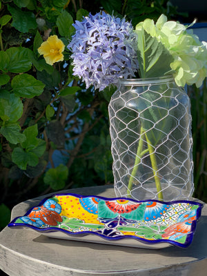 Talavera Poblana Rectangular Platter (Blue)