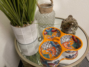 Talavera Poblana Three-Way Dipping Dish