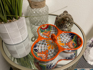 Talavera Poblana Three-Way Dipping Dish