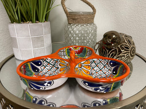 Talavera Poblana Three-Way Dipping Dish